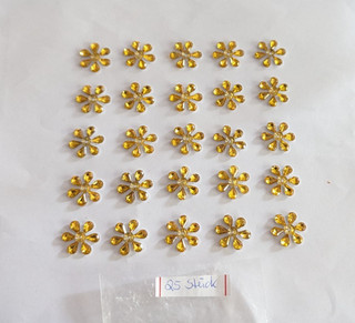 25 Glitzersteine " Blume " 19mm groß gelb Blüte Blumen basteln Karten Kerzen