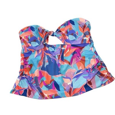 NWT MYNAH Size 2XL Swimsuit Top Strapless Halter Twist Cutout Colorful