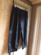 Ladies Vintage Navy Blue Leather Breeches Trousers Size 10 12 Waist 30 Ins 