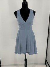 Lulus Baby Blue Sleeveless Casual Formal Midi Dress Women's A-Line Size Small B2