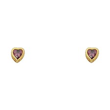 NEW 14K YELLOW GOLD 4MM HEART BEZEL SCREW BACK STUD EARRINGS JUN 