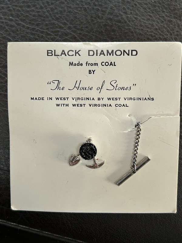 VTG. West Virginia Black Diamond Coal Tie Clasp “House Of Stones”