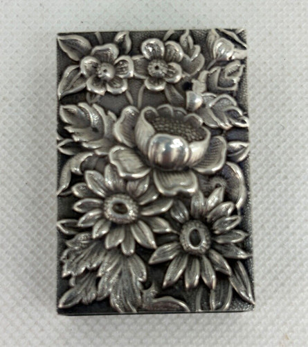 S KIRK & SON Repousse Floral #90F Sterling Silver MATCH BOX CASE HOLDER #4