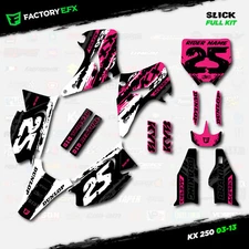 White & Pink Slick Racing Graphics Kit fits 03-08 Kawasaki Kx250 Kx 250 Decal