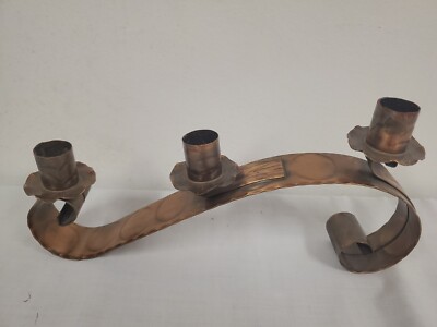 VINTAGE Metal Copper Candle Holders Holds 3 Twisted SWAG  Art Deco