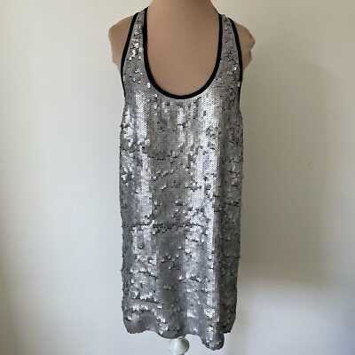 Elizabeth and James Silver Marla Sequins Above Knee Racerback Tank Dress  EUC XS | eBay