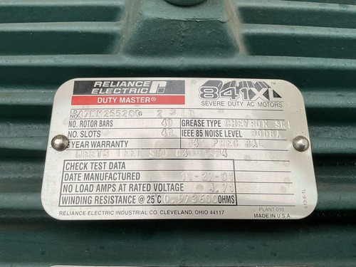 Reliance 15 HP AC Motor 3Ph 575volts 1765 RPM Fr. 254T - Picture 3 of 8