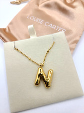 Louise Carter 18K Gold Plated Puffed Letter Initial N 17"-18" Chain Necklace