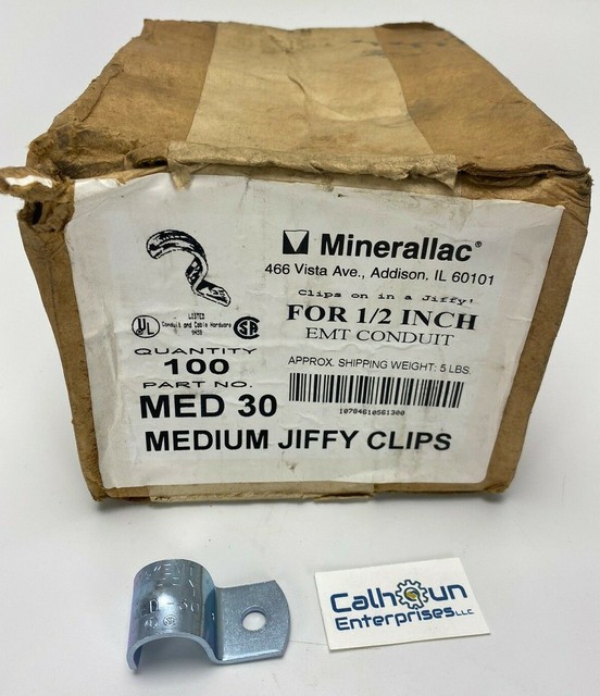 (Pack of 100) Minerallac MED30 Stainless One Hole Straps Jiffy Clips 1