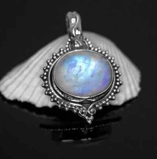 Incredible Rainbow Moonstone Gemstone 925 Sterling Silver Handmade Pendant Ag-51