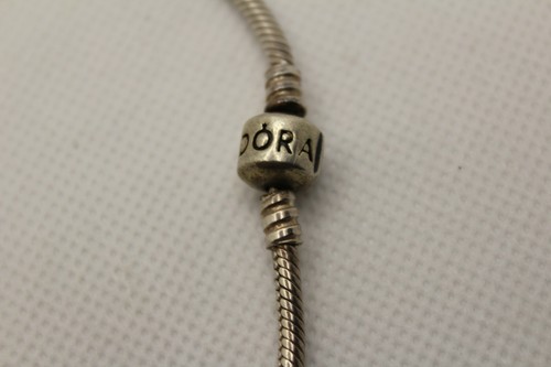 Pandora Bracelet Sterling Silver with Open Heart Round Charm- Also sterling - Picture 3 of 5