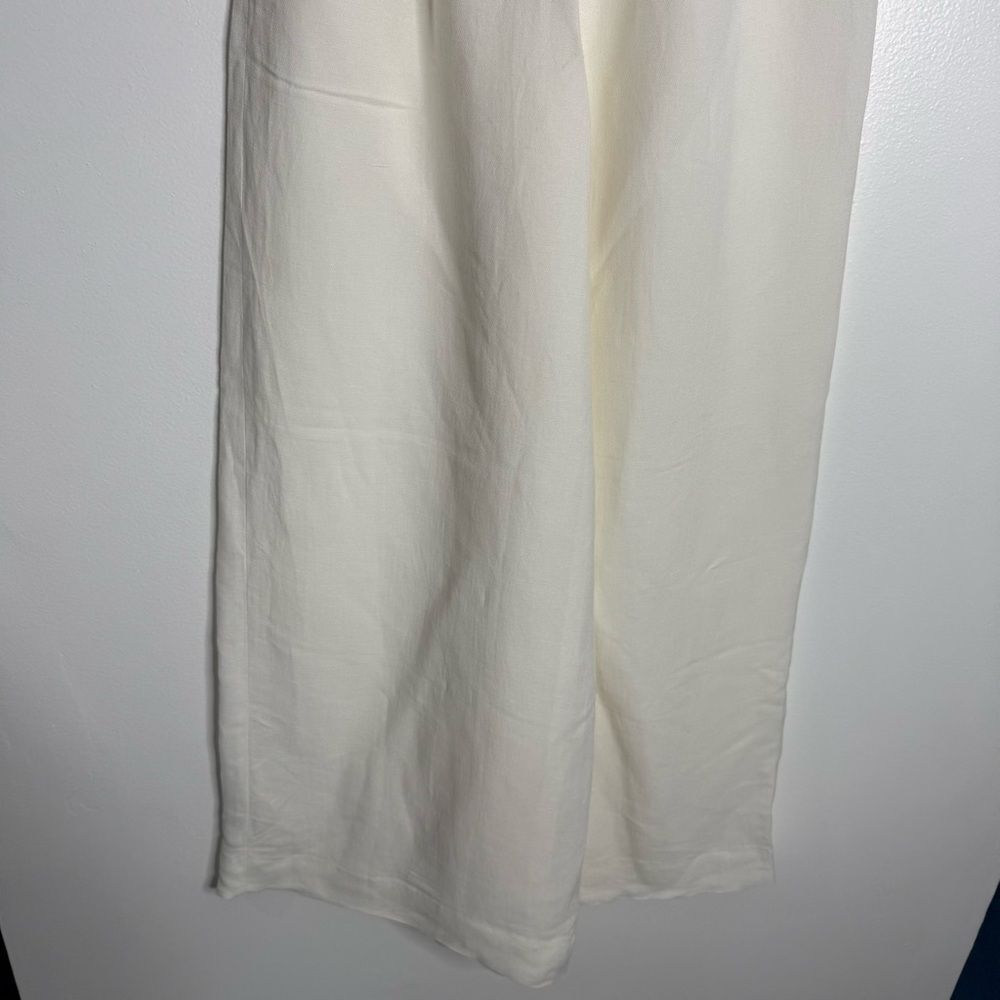 NWT Massimo Dutti Wide Leg Pleated Trousers In White Size 2 thumbnail 6
