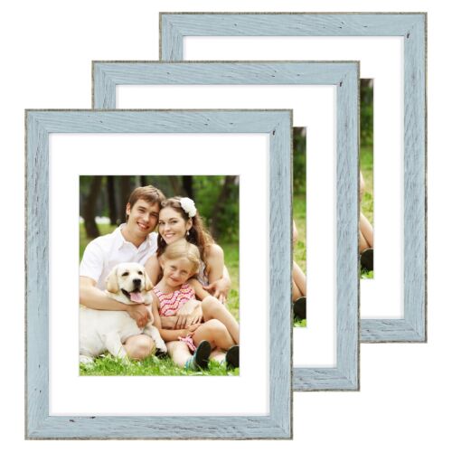 Picture Frame Matted Rustic Photo Frames Gallery Wall Frames Set of 3 - Picture 10 of 11