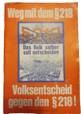 vintage 1975,Broschüre ''Weg mit dem § 218'', Ausschuss d. Komitees gegen d. §218 