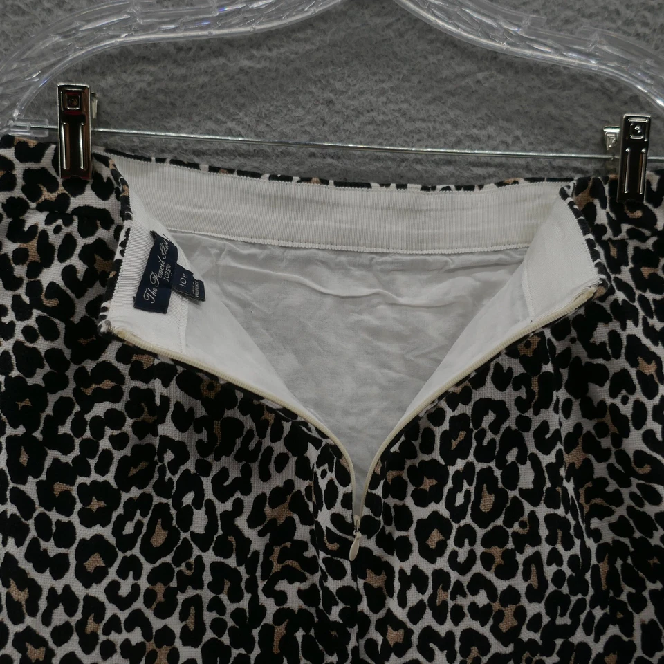 Falda lápiz J Crew para mujer talla 10 pequeña negra marfil estampado animal carrera preppy Foto 4 de 4