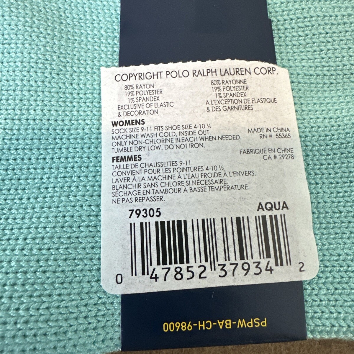 M Ralph Lauren Polo Women's Shaker Knit Socks Slouchy Loose Aqua