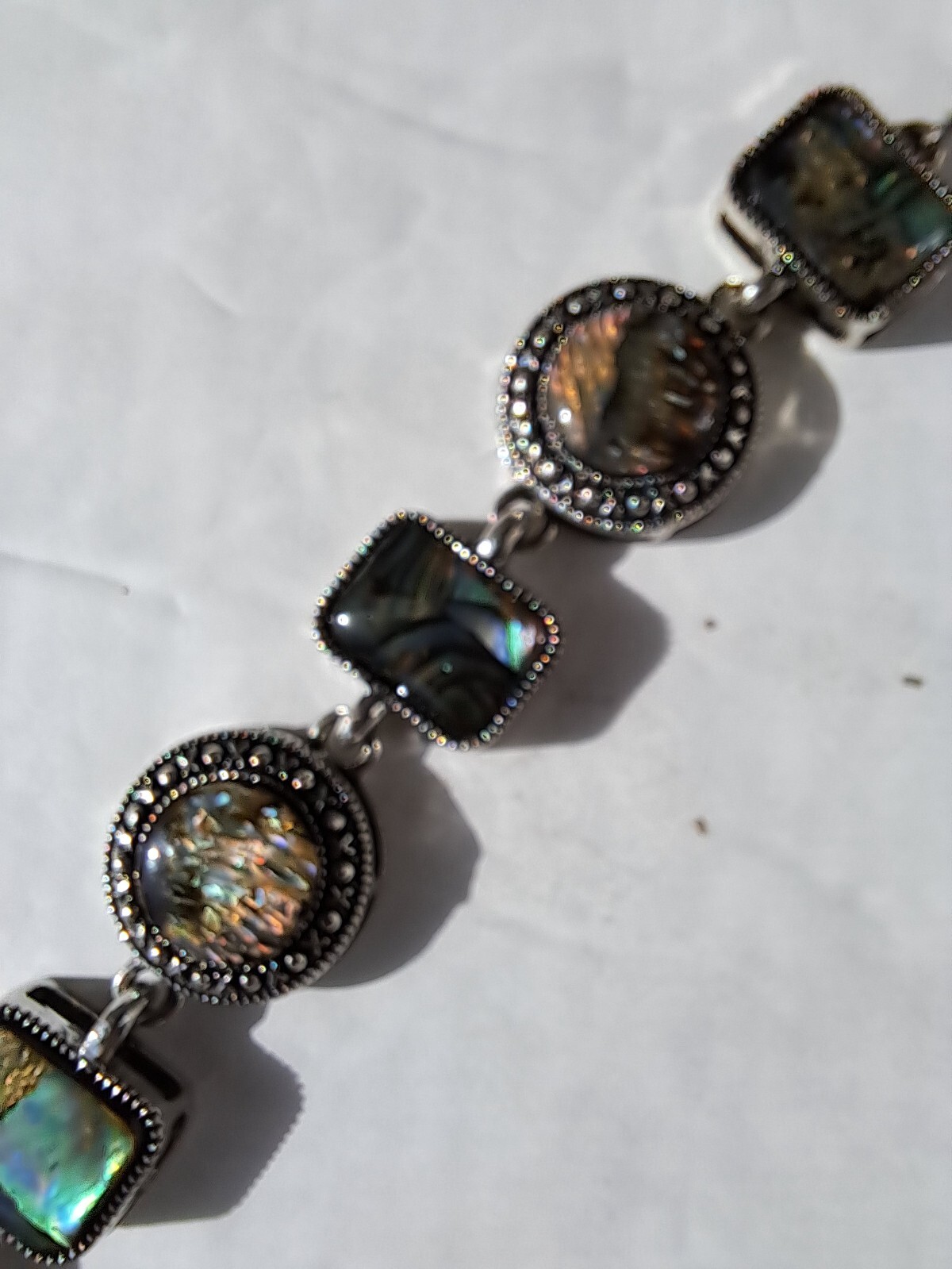 Multi Rectangle Square Abalone Pendant Silver Ton… - image 15