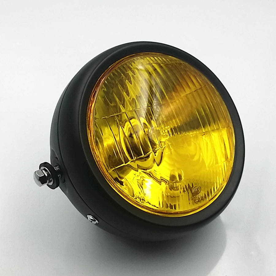 Amber Vintage Motorcycle Headlight for Triumph Honda Kawasaki