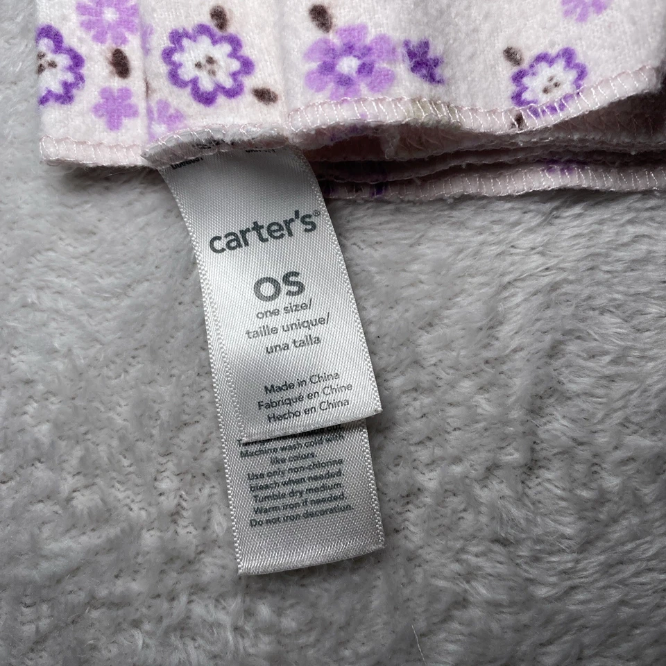 Manta bebé Carters púrpura floral blanco tostado lavanda flor franela receptora Foto 3 de 4