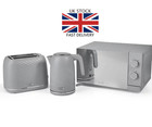 STYLISH Grey Kitchen Set 20L Microwave 3KW Rapid Boil Kettle & 4 Slot Toaster