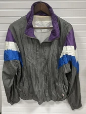 Vintage Esprit by Campus Color Blocked Grey Purple Men’s Windbreaker Jacket XL