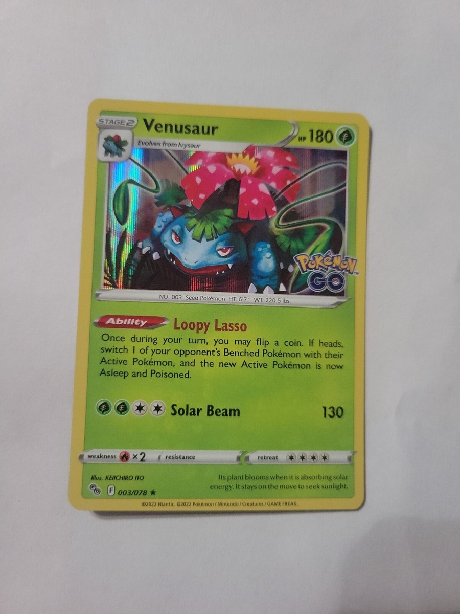 Pokmon TCG Venusaur Pokemon GO 003/078 Holo Rare Grass NM Pokmon TCG Venusaur Pokemon GO 003/078 Holo Rare Grass NM