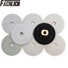 8pcs 4" / 100mm Dry Diamond Polishing Pads Rubber Backer Sanding Grinding Discs