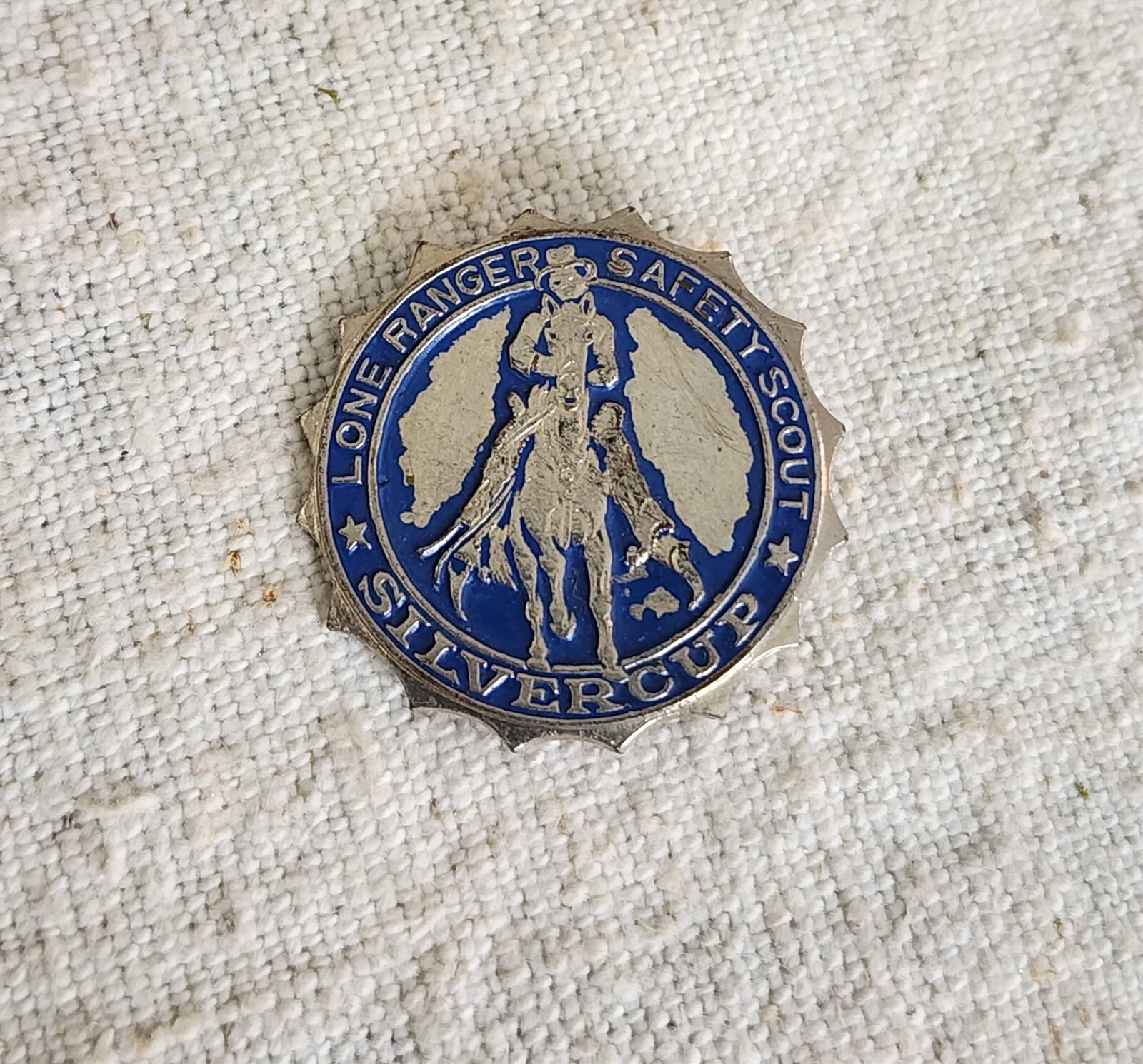 Lone Ranger Pinback VINTAGE LONE RANGER SAFETY SCOUT SILVERCUP PINBACK METAL ENAMEL RADIO ...