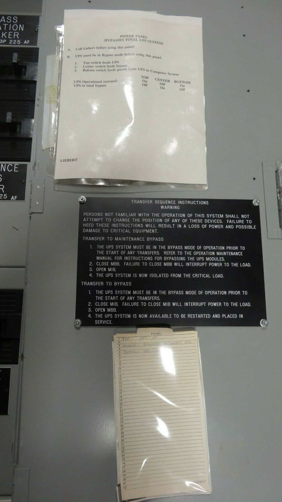 GE / Liebert 22002983 225A 208/120V 3Ph 4W Maintenance Bypass