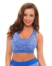 Soft Seamless Wireless Sports Bra Blue Racerback Removable Pad S M L XL 2XL 9922
