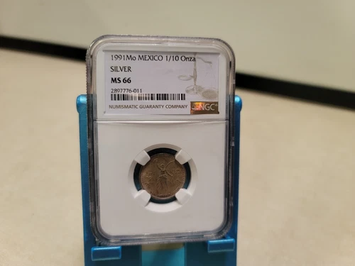 1991 Mo Mexico 1/10 Onza Silver MS 66 NGC Coin
