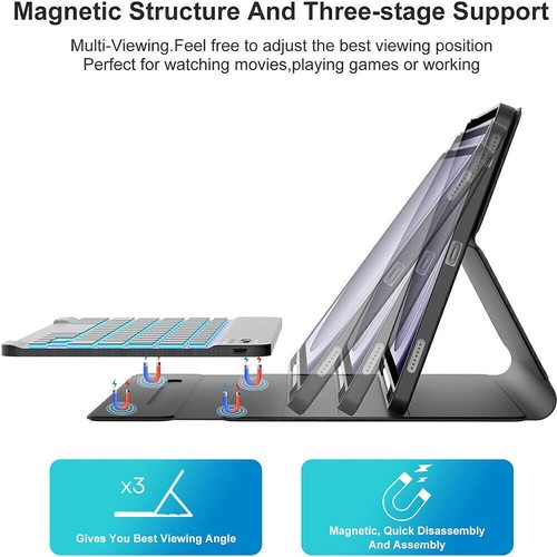 Coque clavier souris pour Samsung Galaxy Tab A8 A9+ S9 FE/S9 S8 pavé tactile rétroéclairé - Photo 11/53
