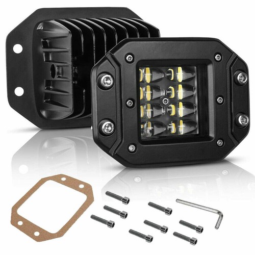 7'' LED Headlights Green+Amber Halo + 5'' Flush Mount Light Pods for Jeep Truck - Picture 9 of 12
