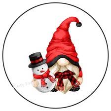 GNOME WITH SNOWMAN CHRISTMAS ENVELOPE SEALS LABELS STICKERS PARTY FAVORS
