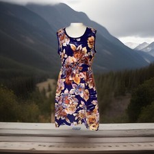 Simply Vera Wang Womens Floral Watercolor Empire Dress Purple Sleeveless M Mixed