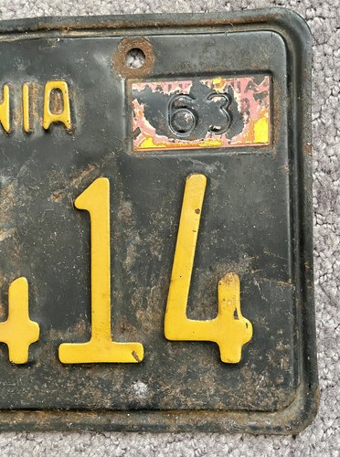 Placa de licencia vintage de California 1963 # XID 414 - Imagen 4 de 8