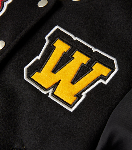 Off-White Kids Black Varsity Bomber Jacket Parka Patches Blouson 12 Years - Picture 4 of 13