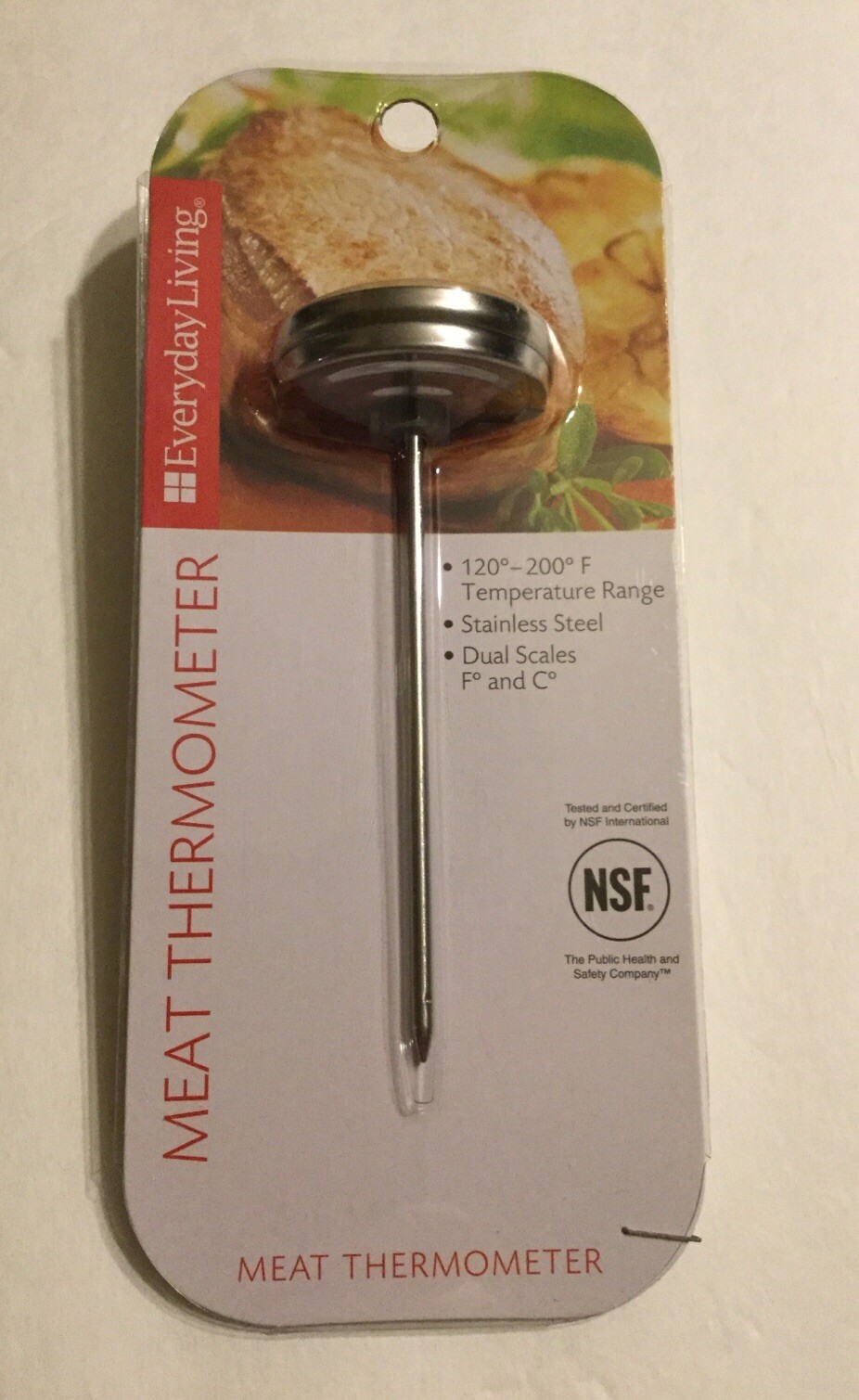 EverydayLiving Meat Thermometer Dual Scales Stainless Steel 120-200F-image
