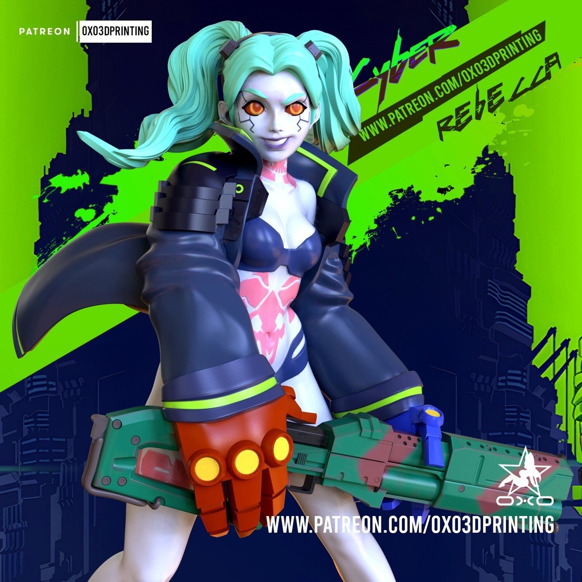 1/12th, 1/10th, 1/8th, 1/6th or 1/4 Scale OxO3D Cyberpunk