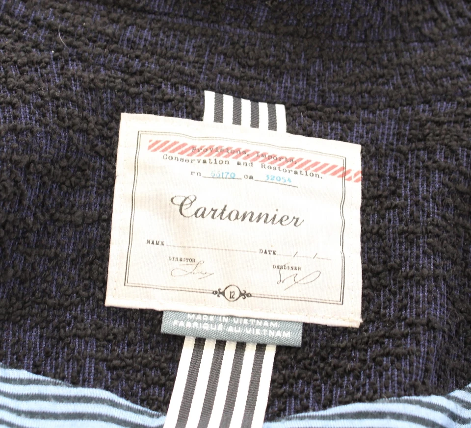 Куртка блейзер Cartonnier Anthropologie темно-синяя черная Nubby Tweed размер 12 - Изображение 3 из 4