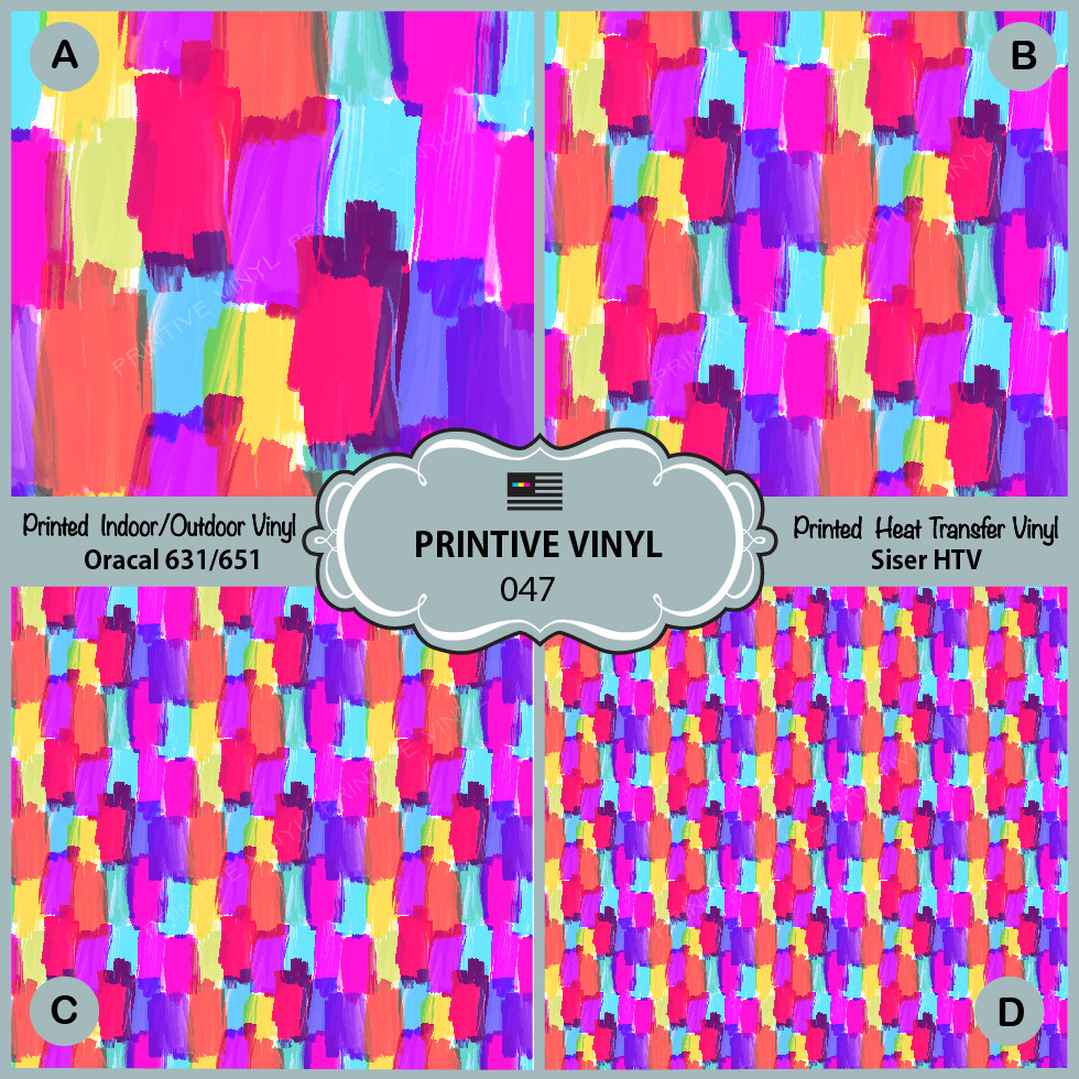 Oil Painting Patterned Iron on Printed HTV, Oracal651, Siser, Craft Vinyl-  047