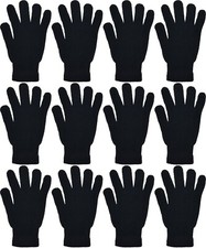Winter Magic Gloves, 12 Pairs Stretchy Warm Knit Bulk Pack Mens Womens Wholesale