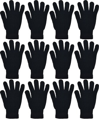 Winter Magic Gloves, 12 Pairs Stretchy Warm Knit Bulk Pack Mens Womens Wholesale