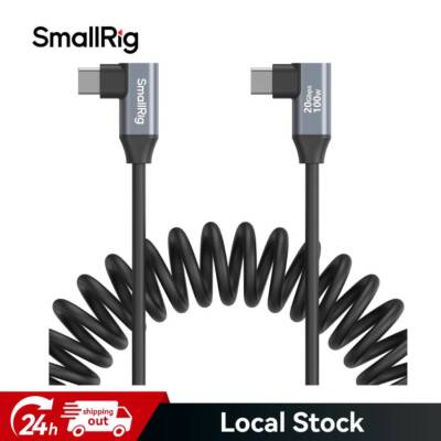 SmallRig USB C to USB C Coiled Data Cable (Angled to Angled) 20Gbps High Speed