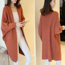 Lady Long Knit Cardigan Coat Bat Sleeve Kimono Sweater Jacket Autumn Winter Warm