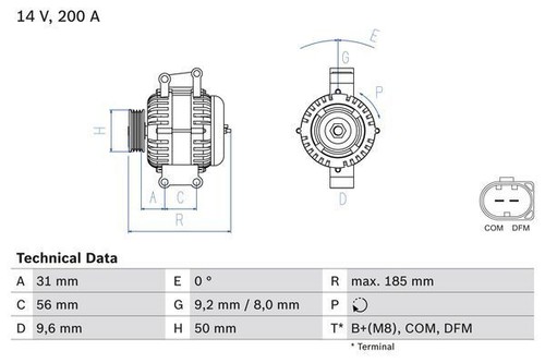 BOSCH 0 986 048 550 Alternator Fits Mercedes-Benz C-Class C 200 CDI C 220 CDI
