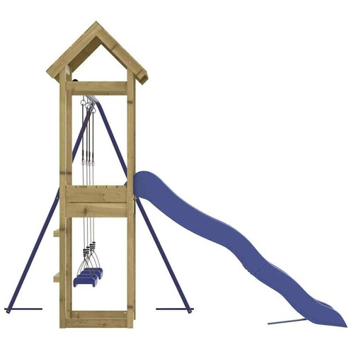 Spielturm Kletterturm Spielplatz mit Rutsche und Doppel Schaukel Holz - Bild 8 von 36