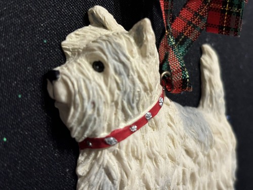 Dandy Dogs Blanco Yorkie Adornos Conjunto De 2 Adornos De Navidad Coleccionistas Figura - Imagen 2 de 6