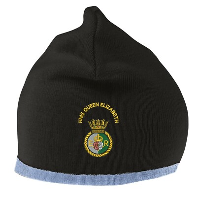 Offizielle HMS Queen Elizabeth Beanie Mütze mit gesticktem Logo