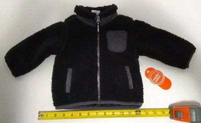 Children Infants Jacket Wonder Nation Fleece Zip Black Sz 3-6M NWT